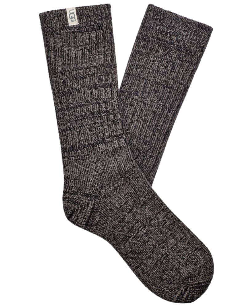 UGG 1014832 Grey/Black Rib Knit Slouchy Crew Socks myselfingerie.com