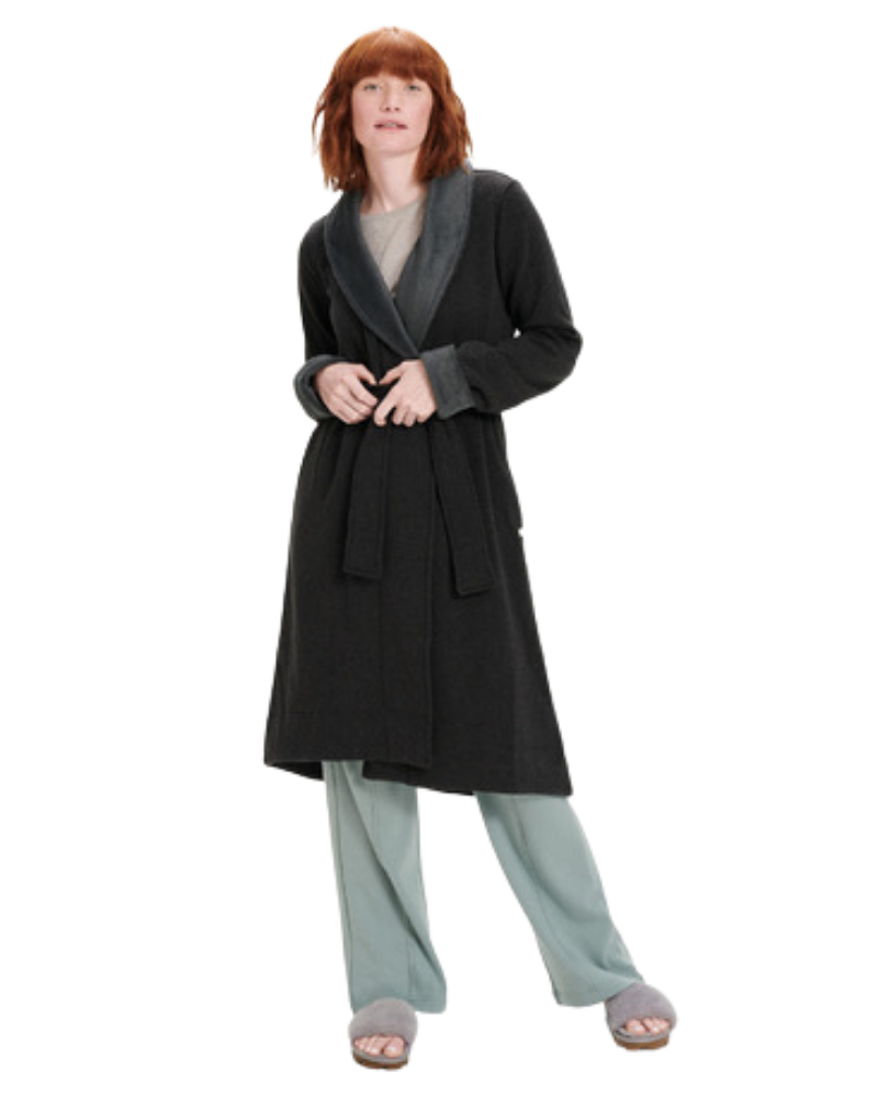 UGG 1095612 Black Bear Heather Duffield II Fleece Wrap Robe myselflingerie.com