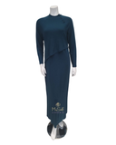 Angelice Blue Peacock Ribbed Overlay Modal Nursing Nightgown