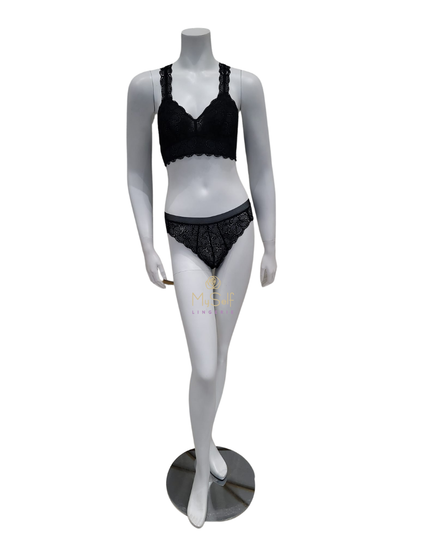 DKNY DK4522 + DK4944 Black Superior Lace Bralette & Panty Set myselflingerie.com
