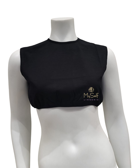 Gemsli SHC334 Black Sleeveless Organic Cotton Crop Shell myselflingerie.com