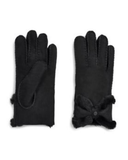 UGG 18696 Black Sheepskin Turned Bow Gloves MYSELFLINGERIE.COM