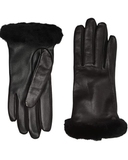 UGG 19033 Black Classic Leather Shorty Gloves MYSELFLINGERIE.COM