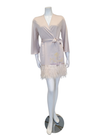 Rya Collection 394 Champagne Feathers Satin Kimono Wrap myselflingerie.com