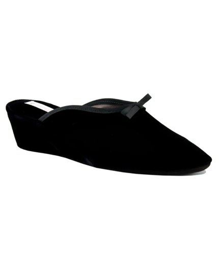 Jacques Levine 20397V Lolita Black Velvet Wedge Slipper myselflingerie.com