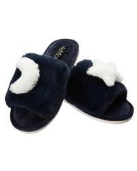 Me Moi MZP06921 Star & Moon Midnight Blue Plush Slipper myselflingerie.com