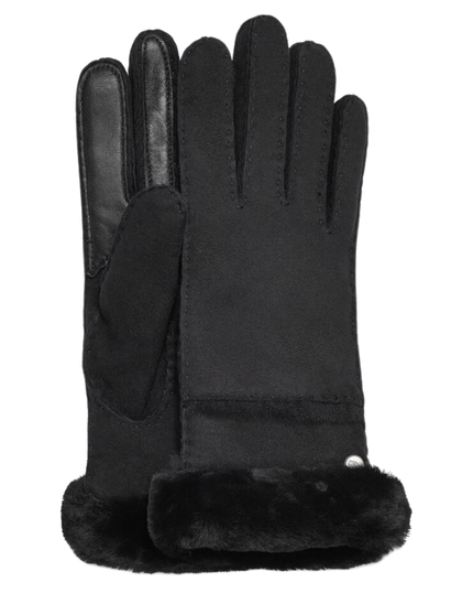 UGG 17371 Black Sheepskin Seamed Gloves myselflingerie.com
