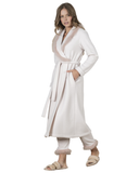 Iora Lingerie Ivory Plush Wrap Robe with Feather Accent