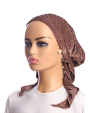 Ahead Smoky Taupe Patterned Velour Pre-Tied Bandanna