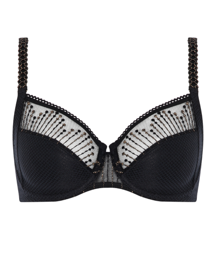 Chantelle 19K1 Black/Gold Luminesce Lace Underwire Bra MYSELFLINGERIE.COM