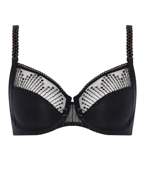 Chantelle 19K1 Black/Gold Luminesce Lace Underwire Bra MYSELFLINGERIE.COM