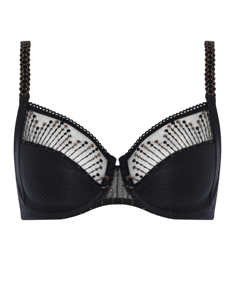 Chantelle 19K1 Black/Gold Luminesce Lace Underwire Bra MYSELFLINGERIE.COM
