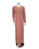 Iora Lingerie Rust Button Down Modal Nightgown with Lace Detail