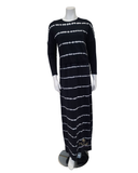 Chicolli Black Tie Dye Rib Sleeved Cotton Nursing Nightgown