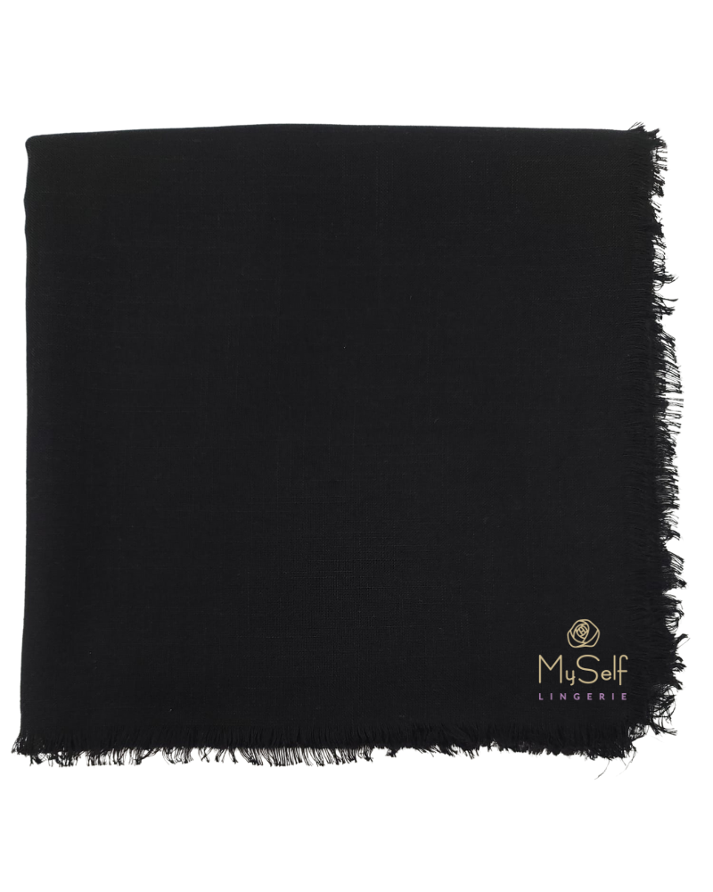 Lizi Headwear Solid Black Square Scarf  myselflingerie.com