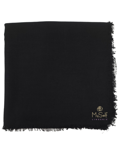 Lizi Headwear Solid Black Square Scarf  myselflingerie.com
