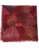 Lizi Headwear Multicolor Leaves Burgundy Square Scarf