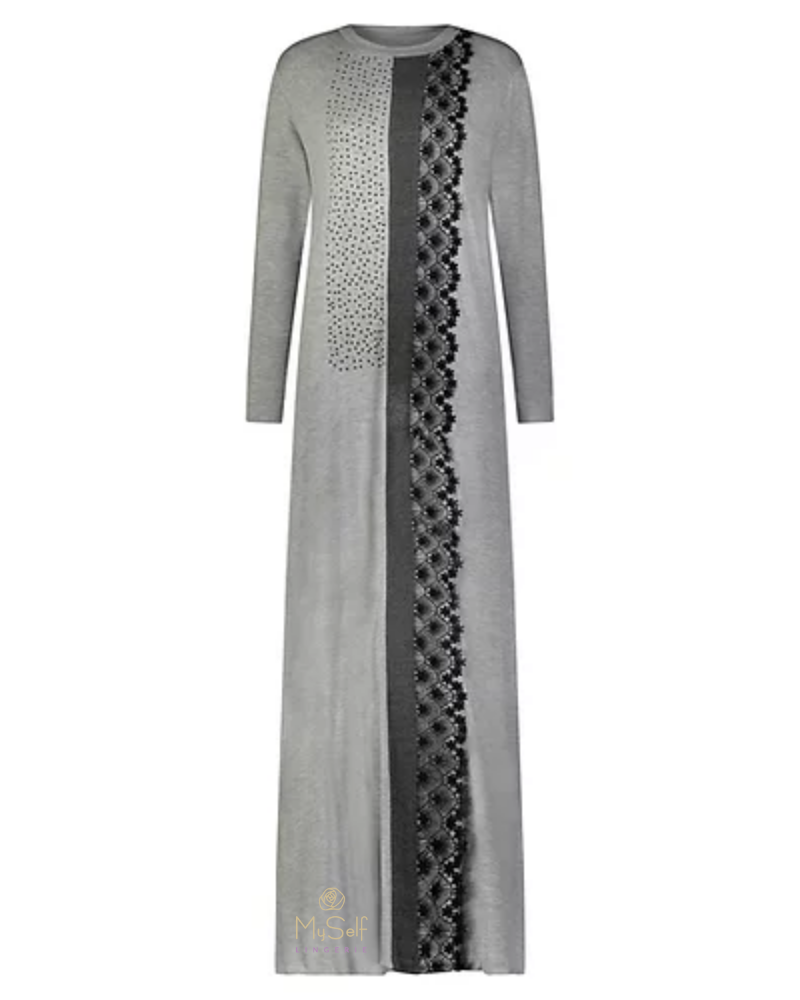 Citrus T10 Studs and Lace Grey Pull On Modal Nightgown myselflingerie.com