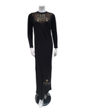 Lunderbeck LN096C Rose Gold Foil Lace Effect Black Nursing Coverall Nightgown myselflingerie.com