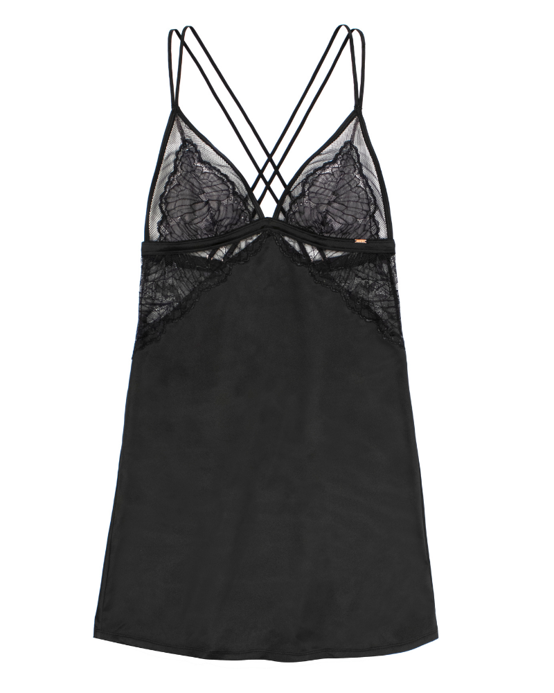D000996 Black/Lilac Butterfly Lace Chemise