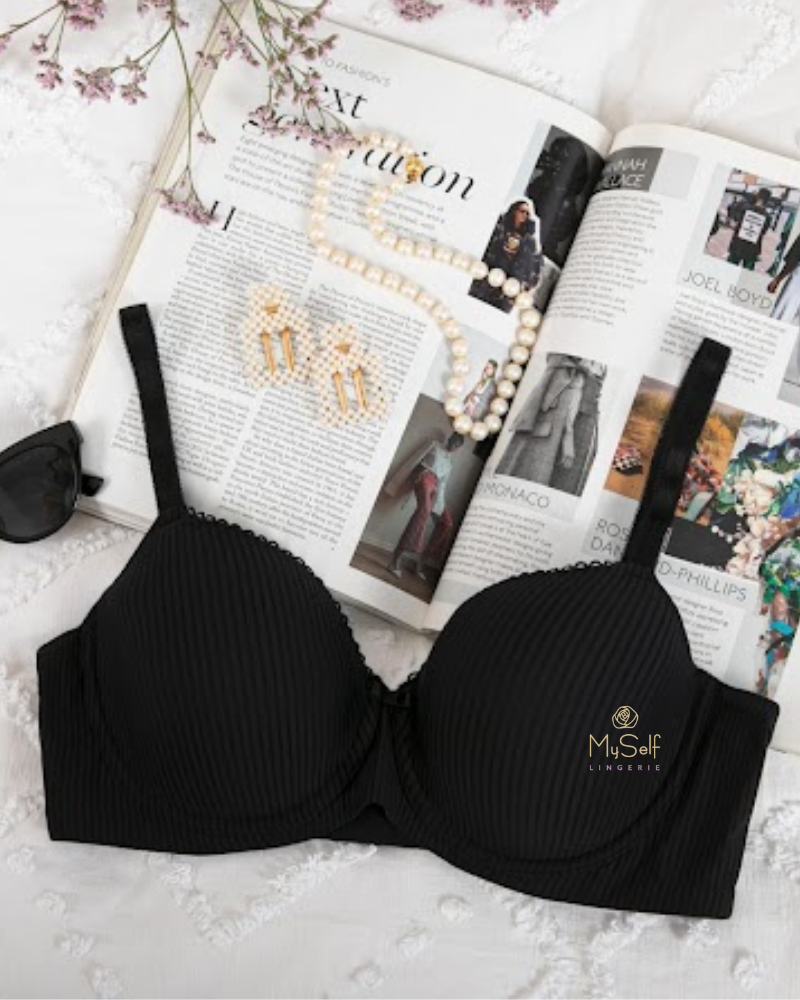 100-811 Black Pinstripe Design Dalya Molded Underwire Bra