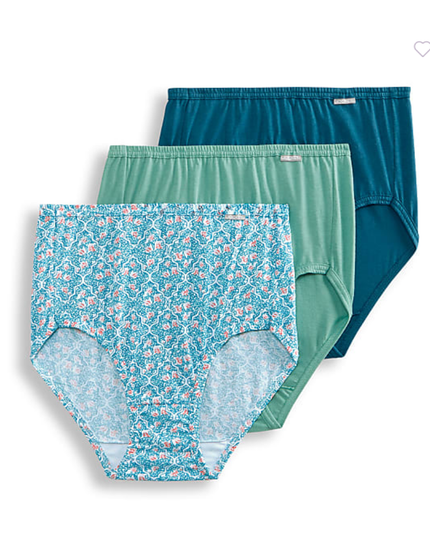 Jockey 1486 Meadow Green Assorted #351 Elance Cotton Briefs 3 Pk myselflingerie.com