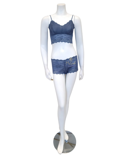 Btemptd 910219 + 945219 Eyelet Inspired Vintage Indigo Bralette Set myselflingerie.com