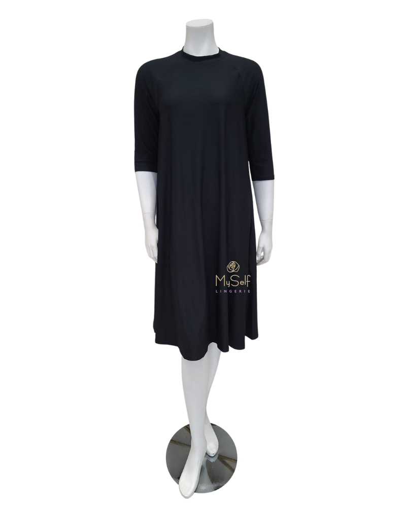 Flamingo WSD-BK Summer Black Swing Swim Dress Regular Length myselflingerie.com