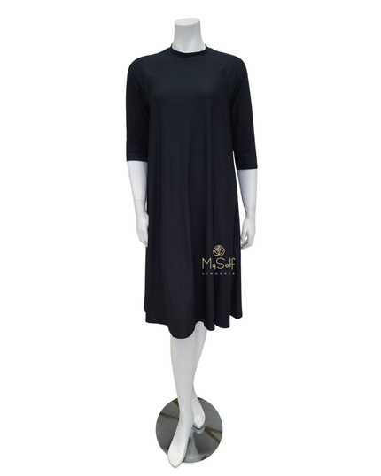 Flamingo WSD-BKT Summer Black Swing Swim Dress Tall Length myselflingerie.com