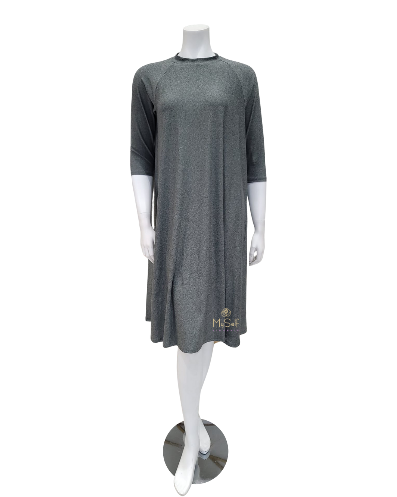 Flamingo WSD-HGT Heather Grey Swing Swim Dress Tall Length myselflingerie.com