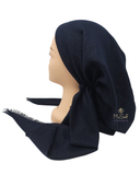 Lizi Headwear Solid Navy Shimmer Open Back Pre-Tied with Light Non Slip Grip