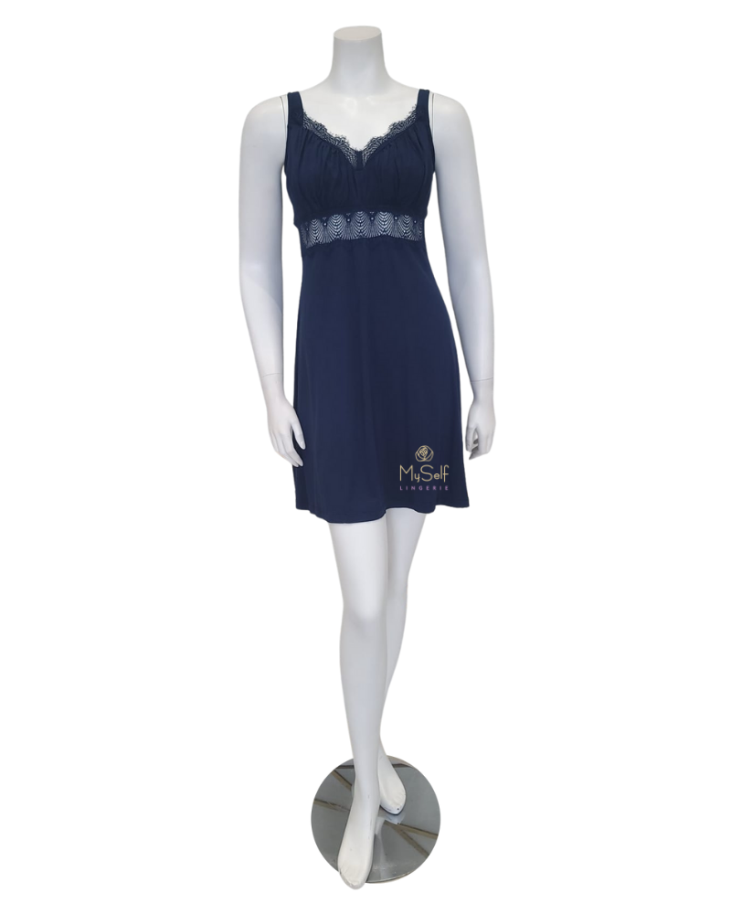 Cosabella ALLSW2722 Navy Allure Curvy Modal Chemise myselflingerie.com
