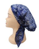 HB165BL Blue Tie Dye Printed Pre-Tied Bandanna