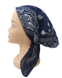 HB166NVY Navy Printed Pre-Tied Bandanna