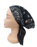 HB166BLK Black Printed Pre-Tied Bandanna