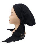 HC-LBK Black Cotton Pre-Tied Bandanna Long Tails