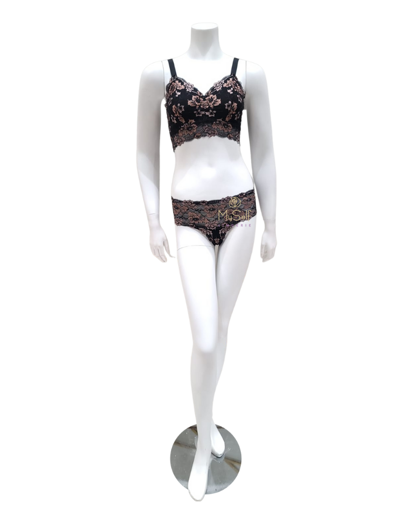 Cosabella SAVON1382 Savona Black/Mandorla Curvy Longline Bralette Set myselflingerie.com