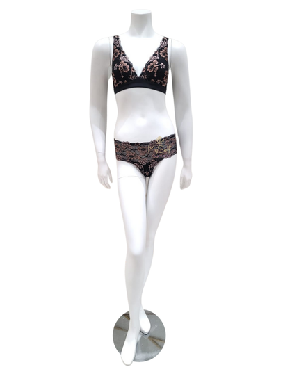 Cosabella SAVON1302 + 0723 Savona Black/Mandorla Bralette Set  myselflingerie.com