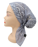 HB166GRY Grey Printed Pre-Tied Bandanna