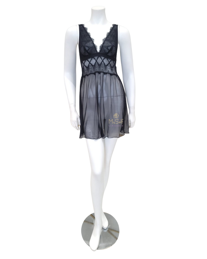 Cosabella ALLUR2621 Black Allure Babydoll Chemise myselflingerie.com