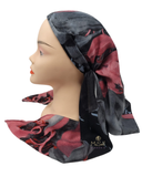 Cherie Black/Grey Painted Floral Pre-Tied Open Back Bandanna