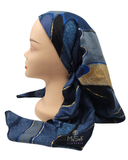 Cherie Blue Metallic Stripes Pre-Tied Open Back Bandanna