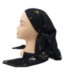 SP109MM Metallic Butterflies Black Pre-Tied Open Back Bandanna