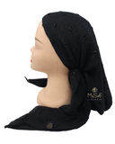 SP165 Sparkle Dots Black Pre-Tied Open Back Bandanna