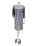Angelice Grey Ribbed Red Snaps Modal Nightshirt