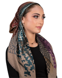 Tie Ur Knot Dusty Mocha Feathered Houndstooth Pre-Tied Bandanna with Full Non Slip Grip