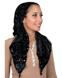 Tie Ur Knot Galaxy Velvet Black Pre-Tied Bandanna with Full Non Slip Grip myselflingerie.com