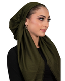 Tie Ur Knot Olive Solid Pre-Tied Bandanna with Full Non Slip Grip