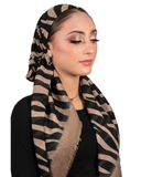 Zebra w/ Mocha Border Pre-Tied Bandanna with Full Non Slip Grip