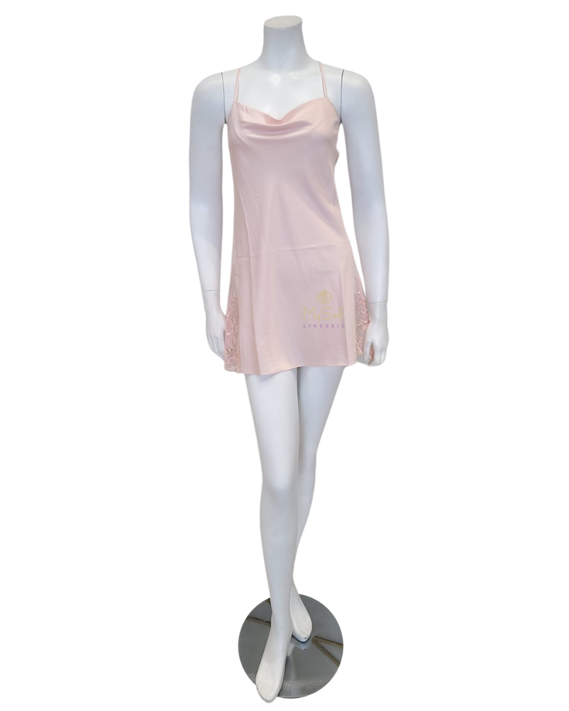 Rya Collection 207X Petal Pink Darling Lace Panel Chemise Plus Sizes myselflingerie.com
